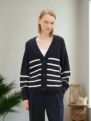 
                  
                    Charger l&amp;#39;image dans la galerie, TOM TAILOR  - CARDIGAN - 1043311 - MARINE/BLANC
                  
                