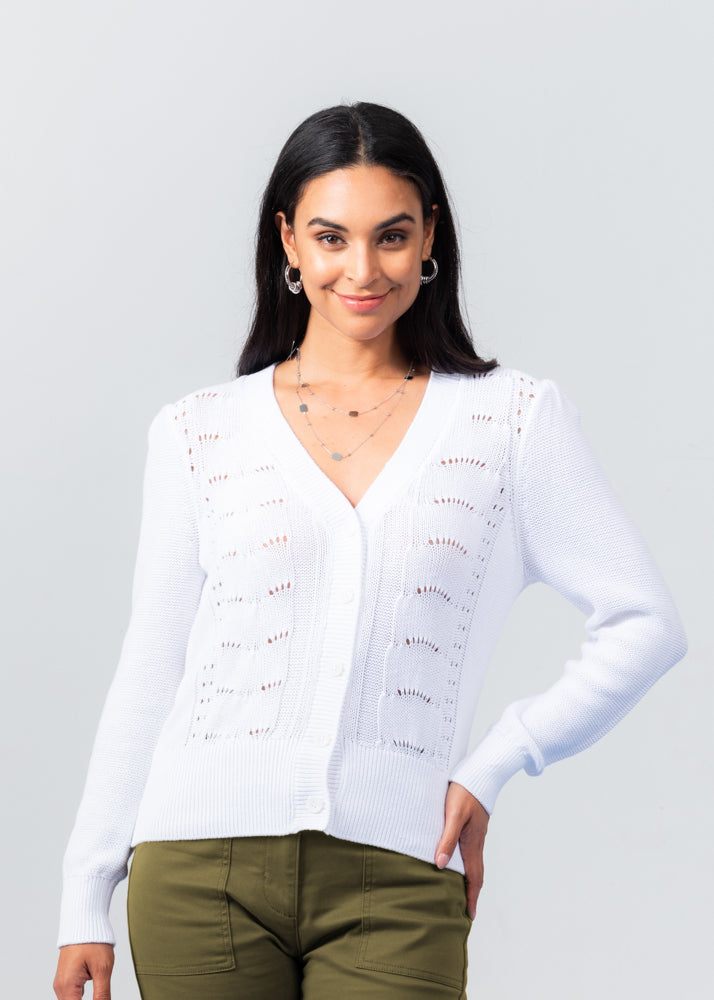 ELENA WANG - CARDIGAN - EW34007 - BLANC