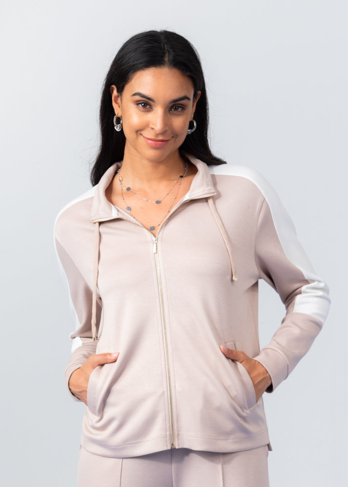 ELENA WANG - CARDIGAN - EW34135 - TAUPE/IVOIRE